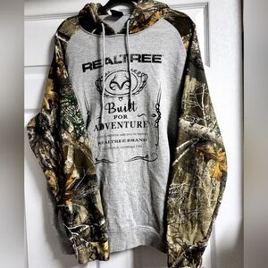 Realtree-Men's Gray and Camouflage Hoodie- Size XXL